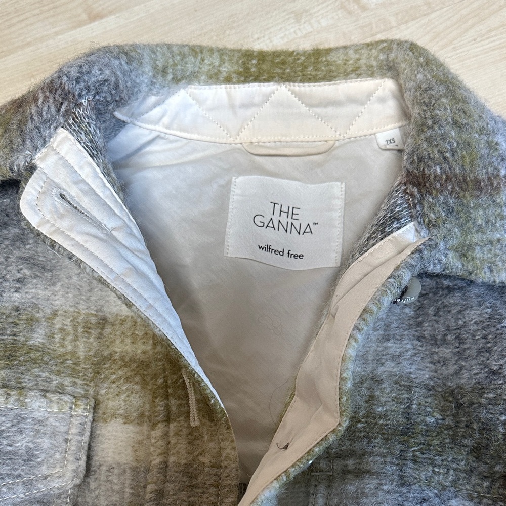 Wilfred Free The Ganna Green Gray Plaid Shacket 2XS - Picture 2 of 4